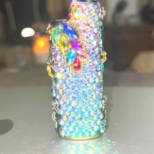 Custom Crystal Lighter Case with Unique Design in Shaped Rhinestones and Charms