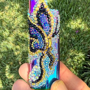 Custom Bedazzled Lighter Case - Handmade Crystal Butterfly Design