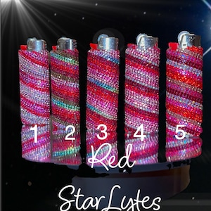 BEDAZZLED BLING LIGHTERS- Multi-colored Rhinetone Wrapped Lighters - Red StarLyte Collection by Jenn