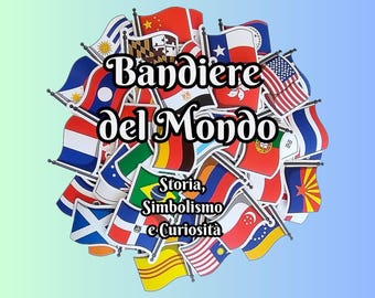 May include: A book cover featuring a collection of miniature flags from various countries. The title "Bandiere del Mondo" is prominently displayed, along with the subtitle "Storia, Simbolismo e Curiosità". The author's name, Luca Rigato, is also visible.