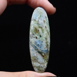 Fuchsite with Blue Kyanite cabochon oval polished stone for jewelry
