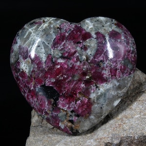 High Quality Heart Eudialyte cabochon 33x36mm. Eudialyte rich red, my hand-polished piece.