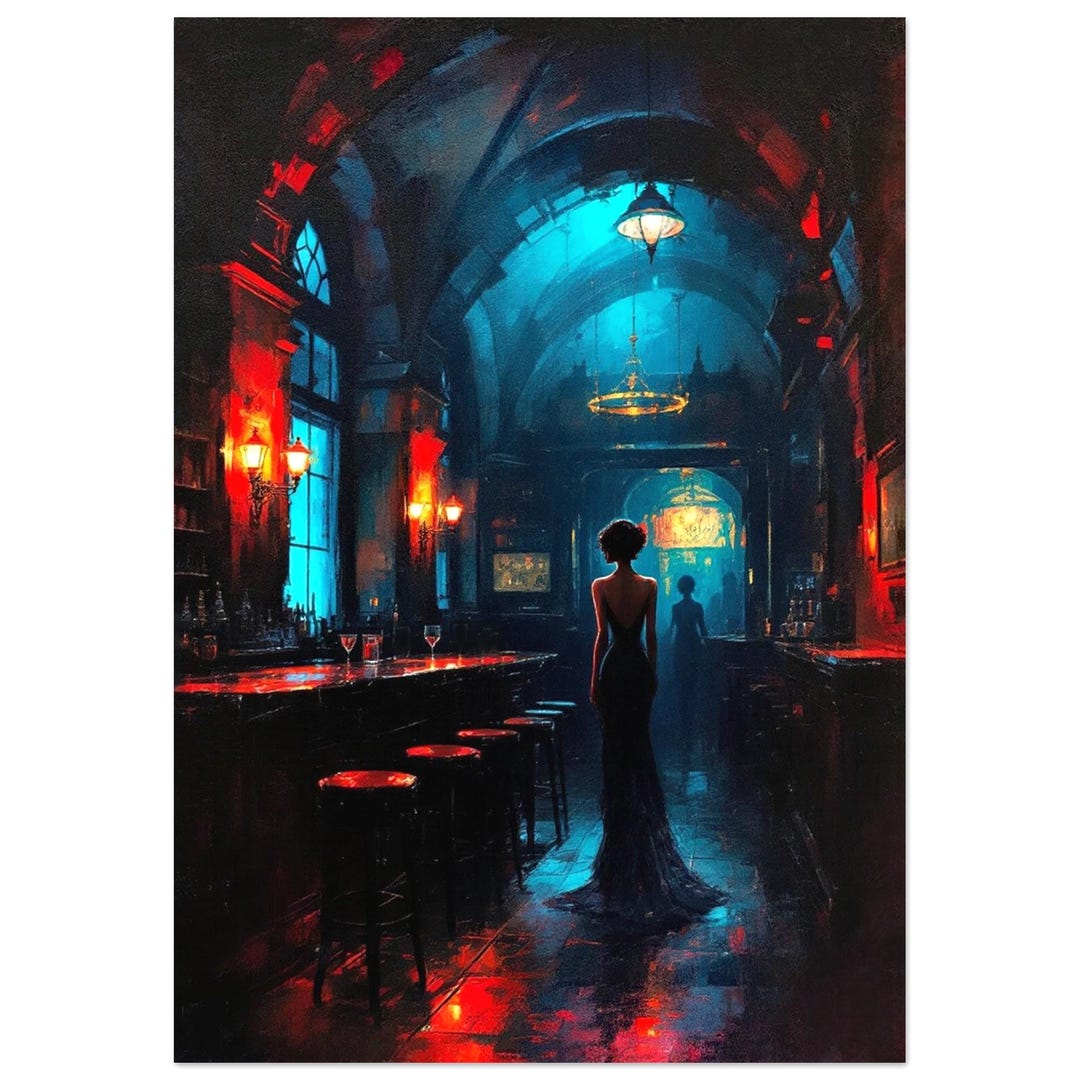 Speakeasy Art Print - Film Noir Wall Decor - 1920s Bar Art ...