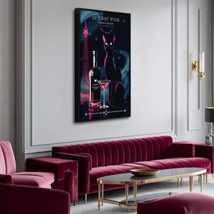Le Chat Noir Black Cat French Art Deco Cocktail Poster Print - Paris Wall Decor image 3