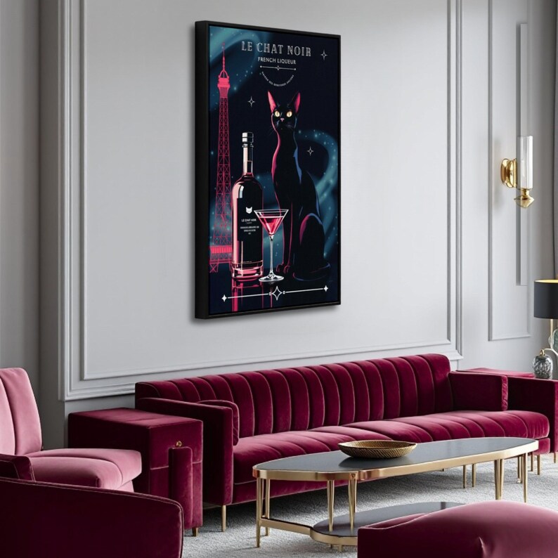 Le Chat Noir Black Cat French Art Deco Cocktail Poster Print - Paris Wall Decor image 3