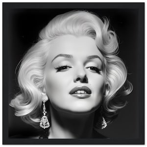 Marilyn Monroe Black White Poster Print - Old Hollywood Glam Framed Photo
