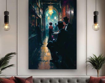 1920s Speakeasy Art Deco Print - Gatsby Framed Prohibition Wall Decor