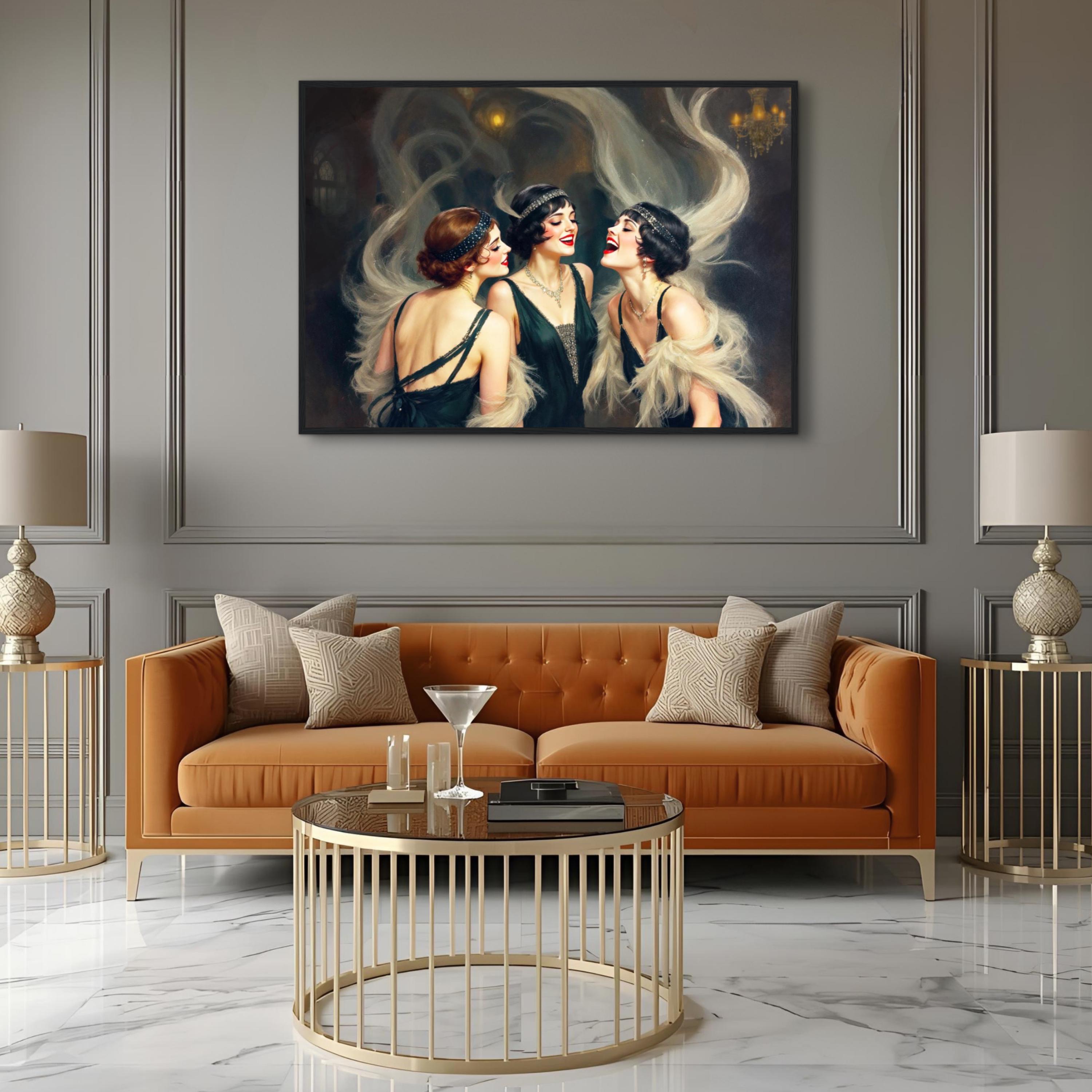 Flapper Girls Speakeasy Art Print - 1920s Jazz Glam Vintage Wall Art ...