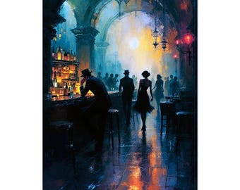 Speakeasy Prohibition Bar Art Deco Print - Vintage Cocktail Bar Decor