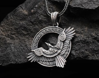 925 Sterling Silver Hawk Pendant | Gothic Bird Jewelry | Handmade Eagle Necklace for Men | Silver Pendant Necklace | Unique Gift for Him
