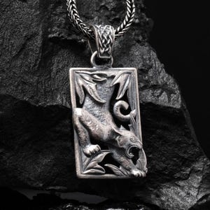 Handcrafted Silver Panther Pendant Necklace | Oxidized Jungle Animal Totem | Bold Men's Jewelry | Unique Gift For Him | Mythical Style Charm
