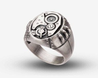 925 Silver Steampunk Mechanical Ring for Men | Valentine Gift | Birthday Gift for Boyfriend  | Gift for Him | Fathers Day Gift for Men