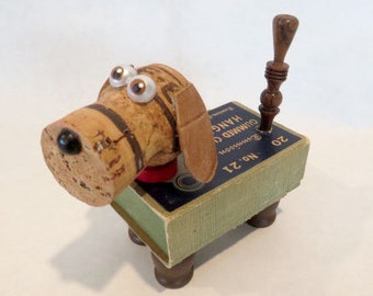 Assemblage Art Mini Mutt Tiny Dog Gummed Reinforcements Box Figure #23H