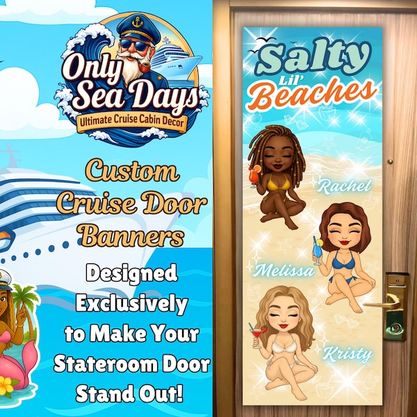 Personalized Cruise Door Banner: Salty Beaches Girls Trip Sign
