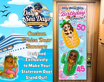 Custom Birthday Cruise Door Banner: Tropical Pool Float Cabin Decor