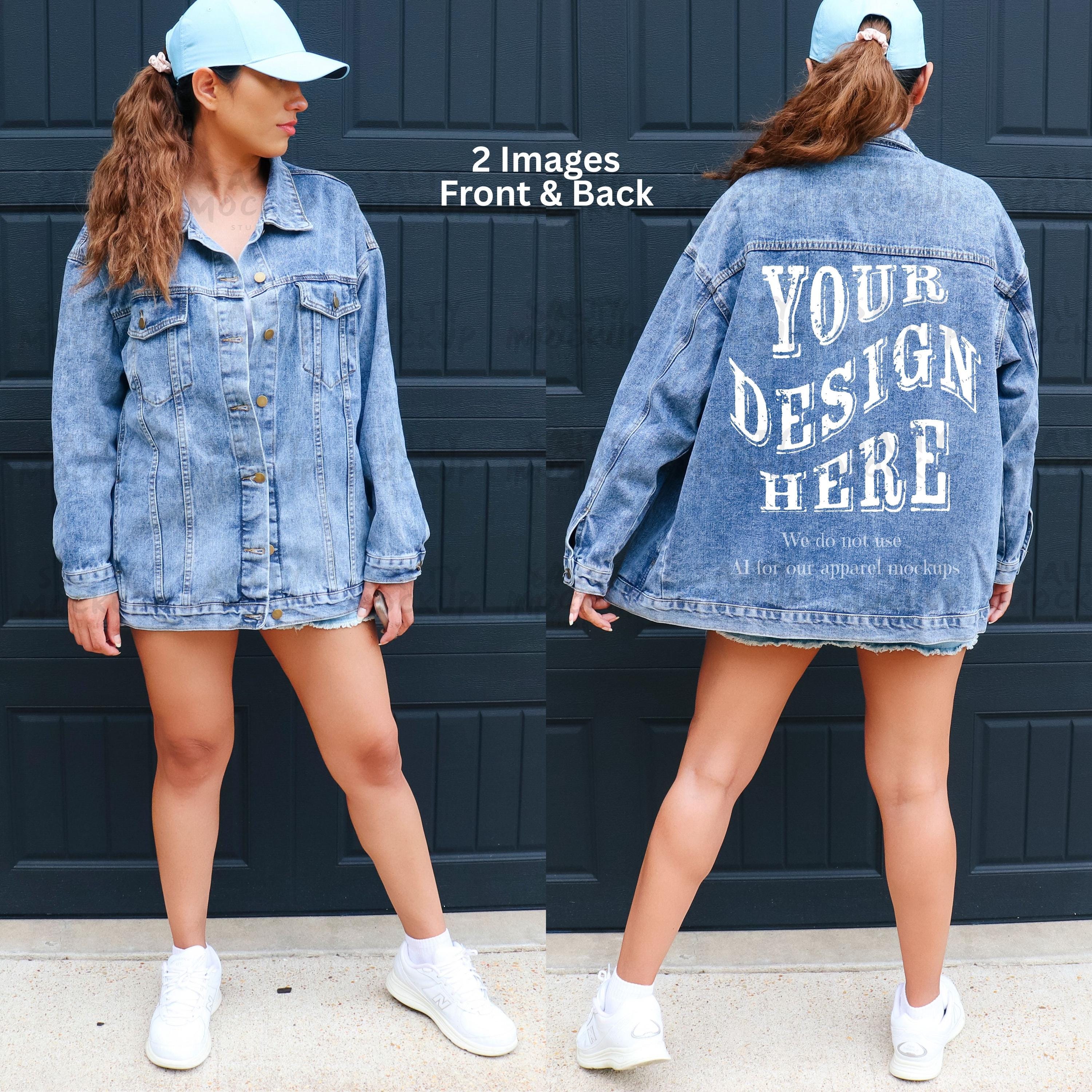 MWW On Demand® Denim Jacket Mockup Back and Front Women Oversized Jacket Mockup Cowgirl Mockup Western Mockup Bridesmaid Mockup Bachelorette