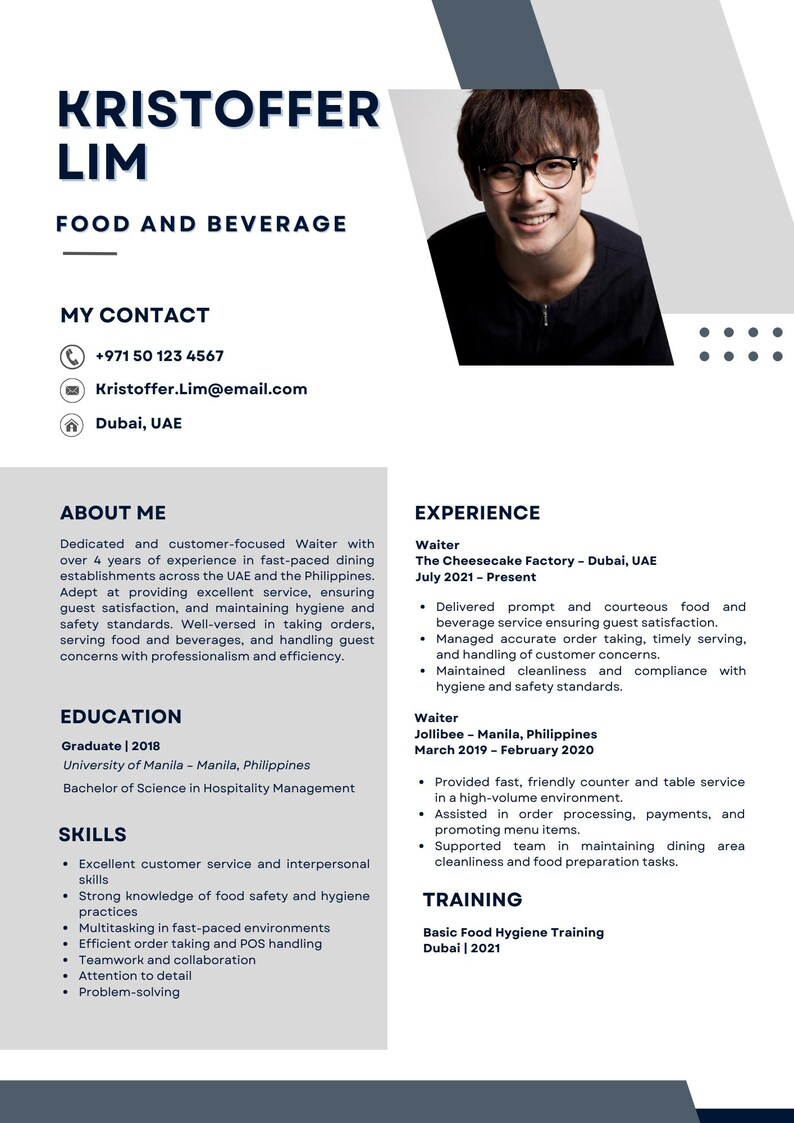 3 IN 1 Waiter Resume Templates - Il 794xN.7018173086 K1pc
