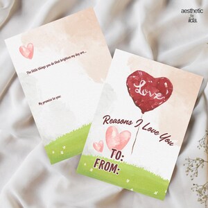 Razones por las que te amo para imprimir: regalo romántico de San Valentín para tu pareja o cónyuge, 5 páginas