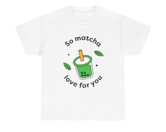 抹茶好きのためのTシャツ、ミニマルな緑茶デザイン、オーガニックコットンTシャツ