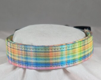 Blue/Green plaid collar for dogs, cats or pets.