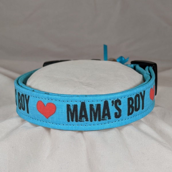 Turquoise Mama's Boy pet, cat or dog collar.