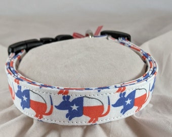 Texas Flag Armadillo pet, cat or dog collar.