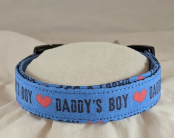 Blue Daddy's Boy pet, cat or dog collar.