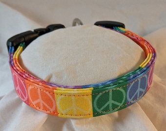 Rainbow Peace pet, dog or cat collar.