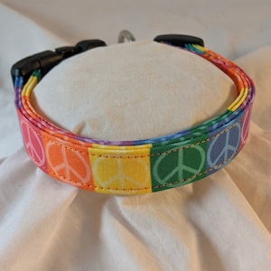 Rainbow Peace pet, dog or cat collar.