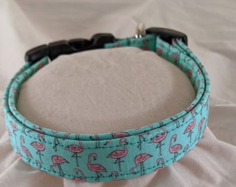Turquoise flamingo pet, dog or cat collar.