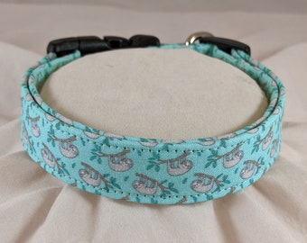 Turquoise Sloth pet, cat or dog collar.