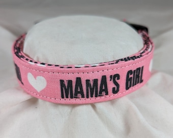 Mama's Girl on bright pink pet, cat or dog collar.