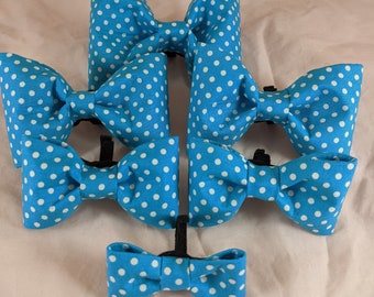 Bright blue polka dot bow tie collar accessories