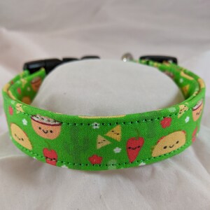 Bright green Happy Taco dog, cat or pet collar.