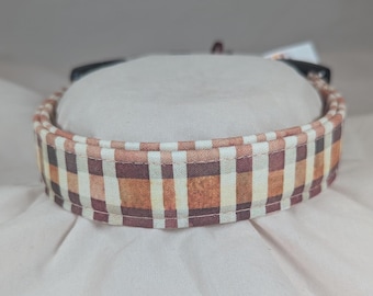 Brown and Cream plaid Autumn Fall dog cat pet collar