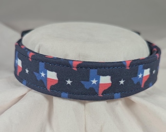 Texas Flag on Navy Dog Collar: State Pride Pet Collar
