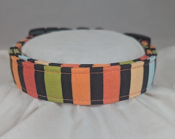 Stripped Autumn colored pet, dog or cat collar.
