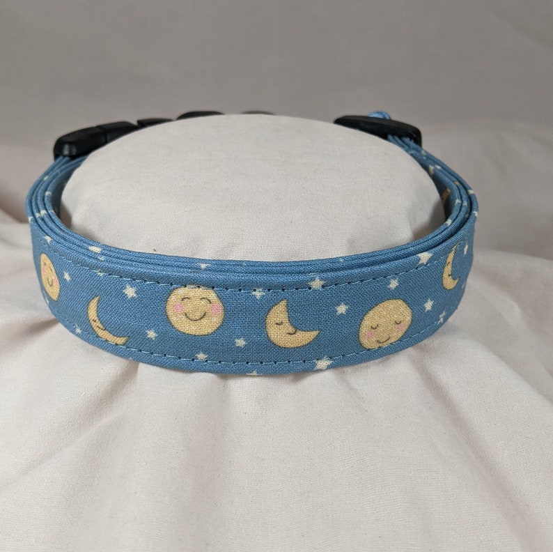 Happy blue Moon Luna pet, dog or cat collar. image 1