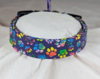 Rainbow paws pet, dog or cat collar.