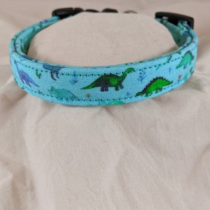 Turquoise watercolor dinosaur pet, dog or cat collar. image 3