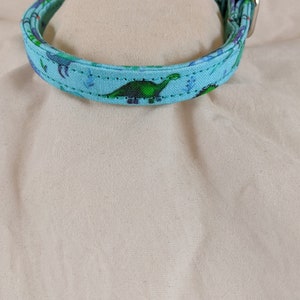 Turquoise watercolor dinosaur pet, dog or cat collar. image 4