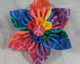 Rainbow Peace sign flower collar accessories