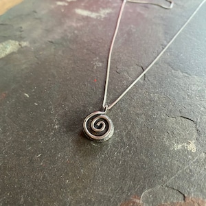 Silver Spiral Necklace, Reclaimed sterling silver jewelry