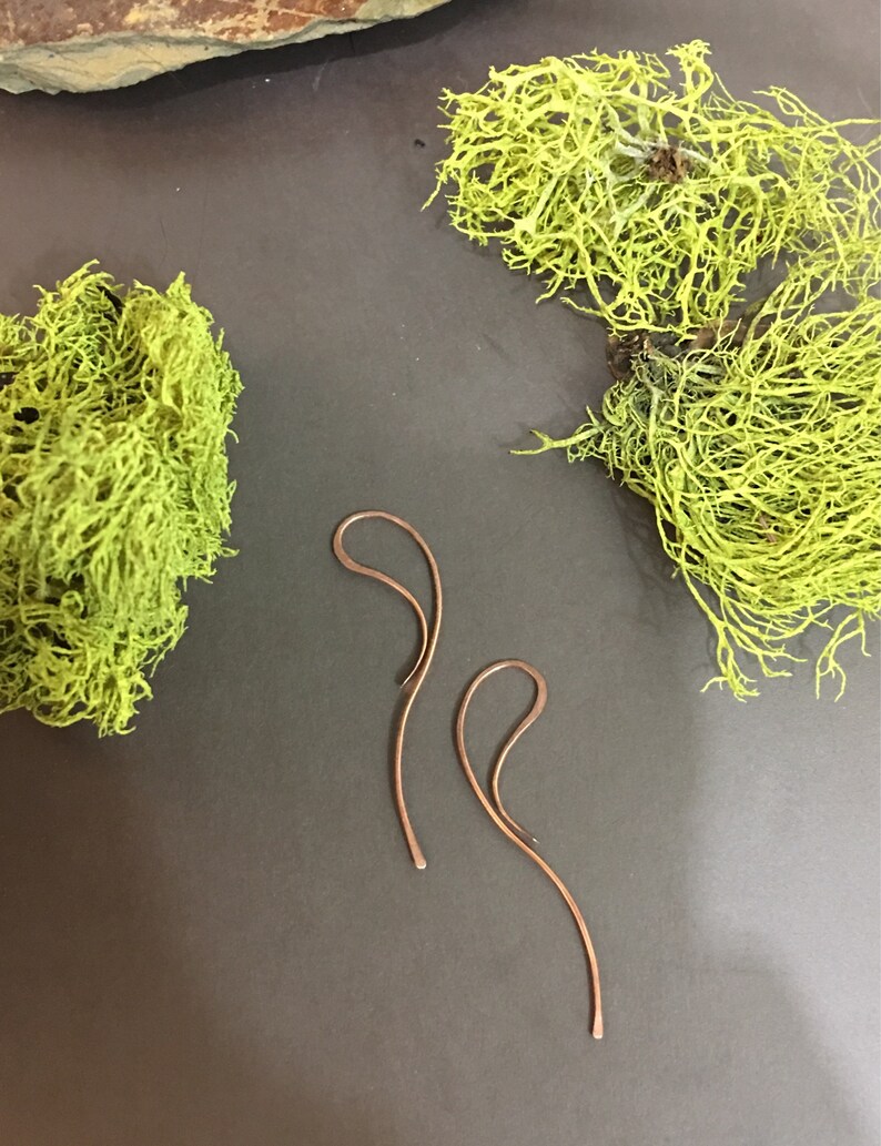 Dainty Copper Threader Earrings Minimalist Copper Earrings Etsy