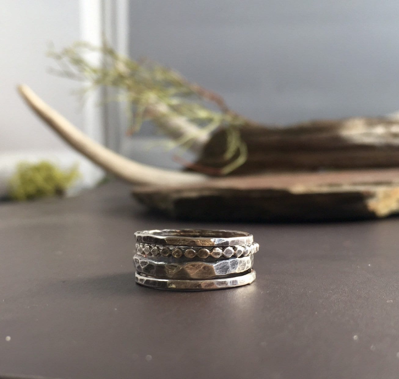 Sterling Silver Stacking Ring Set Skinny Stackable Rings Oxidized ...