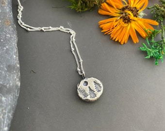 Sterling Silver Forest Moon Dainty Necklace