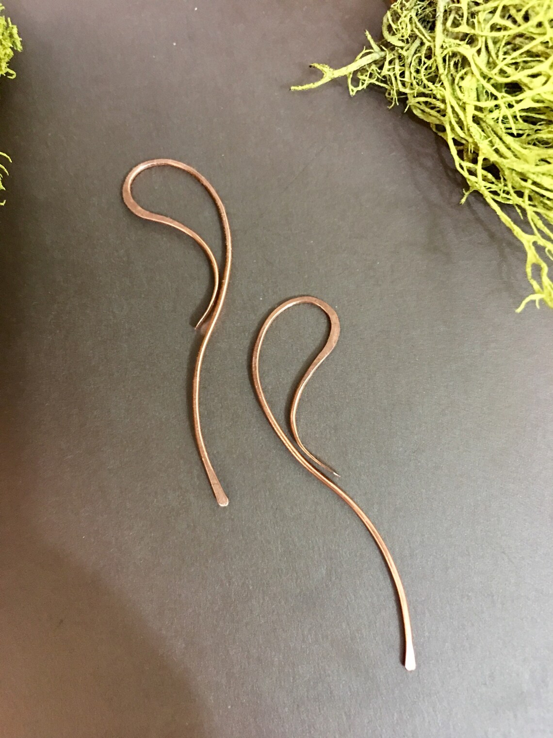 Dainty Copper Threader Earrings, Minimalist Copper Earrings - Etsy
