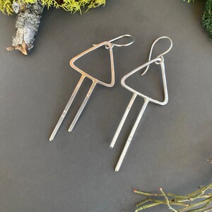 Elemental Triangle and Spike Sterling Silver Dangle Earrings
