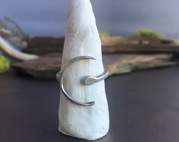 Olivenorma Moonstone Simple Crescent Shape Open Adjustable Ring