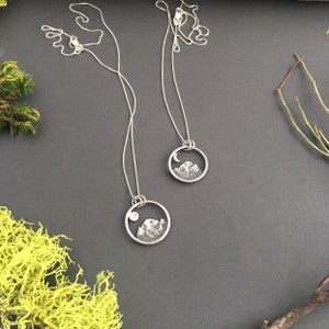 Silver Mountain Necklace with Moon, Mountains and Moons Silver Dainty Mountain Jewelry